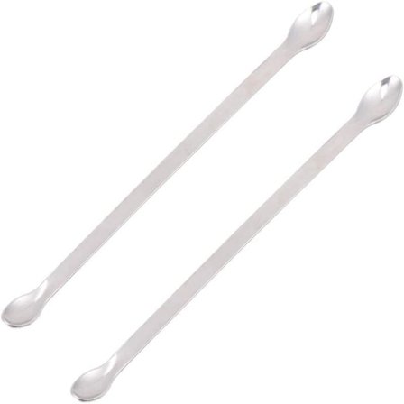 Medisinsk skje i rustfritt stål, laboratorieskje, 20 cm dobbelthodet miniskje, egnet for hjemme- og apotekbruk, sølv.