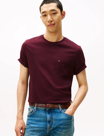 Tommy Hilfiger Essential Solid Pocket Tee - Burgundy - S