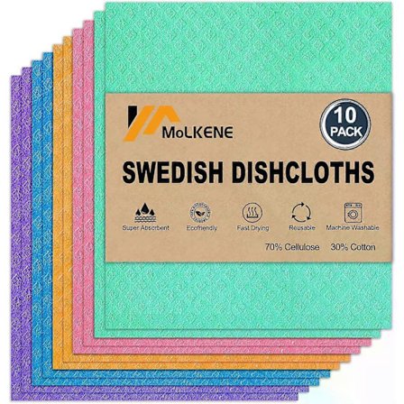 Svenska Disktrasor, 10-pack Återanvändbara Kökstrasor Ultraabsorberande