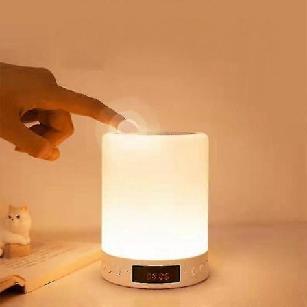 Berøringsfølsom sengelampe, Bluetooth-højttaler med lys, musik, ur, alarm og radio alt-i-én, bedste fødselsdags-, jule- og valentinsdagsgaver til mænd