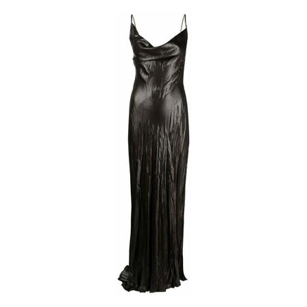 Philosophy di Lorenzo Serafini Long satin laminate dress , Bruin , Dames , Maat: S Maxi jurken