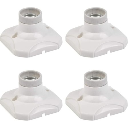 Veggmontert e27 LED-pæresokkelholder med brakett, hvit