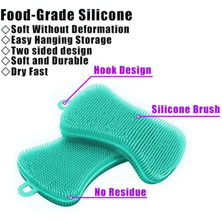1 stk. Silikone Opvaskesvampe Rengøringsbørste til Køkkenopvask