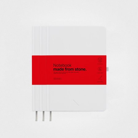 3 Pack Stone Paper Notebook Set—A5 Hardcover, Snow White, Lined