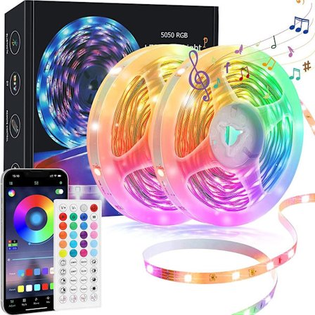Fargeskiftende LED-lysstripe med IR-fjernkontroll 20 m