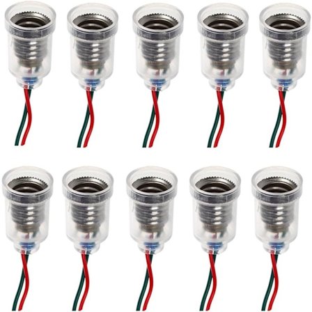 10 stk E10 LED gulvlampe base (20 cm ledningslengde) Skru-inn pæreholder Sokkel med ledning for eksperimentelle kretser Tilbehør for elektrisk test 