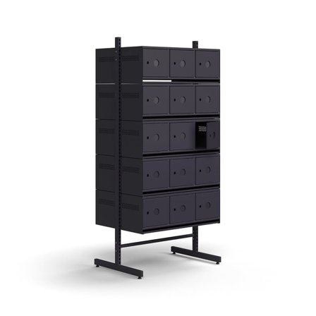 Shoe cabinet ENTRY, basic floor unit, 30 metal doors for labels, 1800x900x600 mm, anthracite