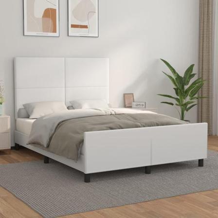 Vidaxl Sängram Med Huvudgavel Vit 140x190 Cm Konstläder Vit