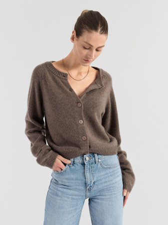 Kashmina - Kashmircardigan "Randi" - Dark toast - Size S