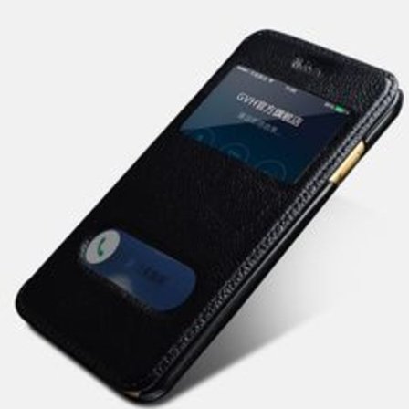 iPhone 6 Läderfodral Dubbla Fönster - Svart