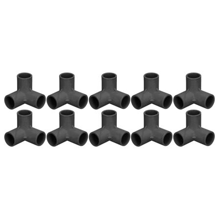10 stk. 3-vejs Rørfittings PVC Plastik T-stykke Fitting Albuehjørneforbindelse 25 mm Indvendig Diameter Sort