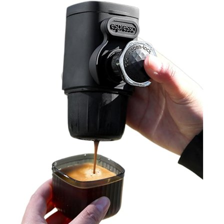 Bärbar Kaffebryggare för Resor - Manuell Espressomaskin med Handkvarn, Kompakt Enkel Servering för Bil, Camping & Vandring