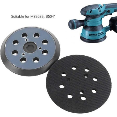 2 stk. 125 mm 8-hullers kroge- og løkke-orbital udskiftningsslibepude bagplade til Makita BO M9202B BO5041 MT922