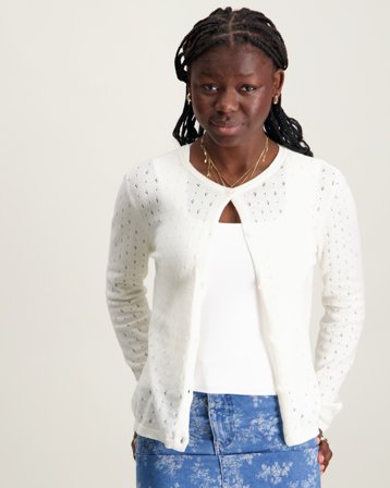 LMTD NLFHOINT LS SHORT S KNIT CARDIGAN Hvit Genser Jente - Kids Brand Store