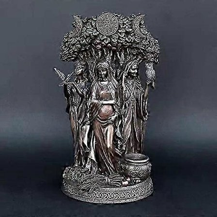 Trippel Goddess Skulptur Keltisk Hellig Måne Trippel Goddess Mor Jomfru Kone Under Livets Tre Statue Hekate Brigid Dekor Hageskulptur (FMY)