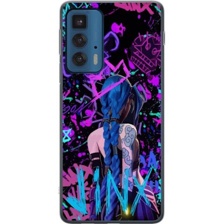 Yhteensopiva Puhelinkuori Motorola Motorola Edge 20 Pro Värikäs graffitipiirustus, jossa on sinipäinen hahmo urbaanissa katutaidetyylissä