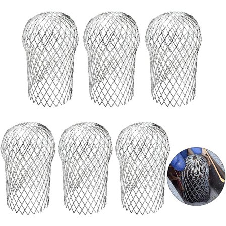 Løvfanger for nedløpsrør - 6 stk - Stålnett - Nedløpsrørbeskytter - Takrennebeskytter - Mot løv i takrennen