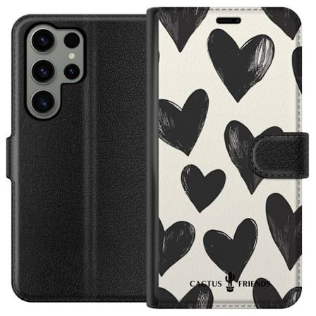 Kompatibelt Lommeboketui til Samsung Samsung Galaxy S23 Ultra Cactus and Friends - Bold Black Love Pattern