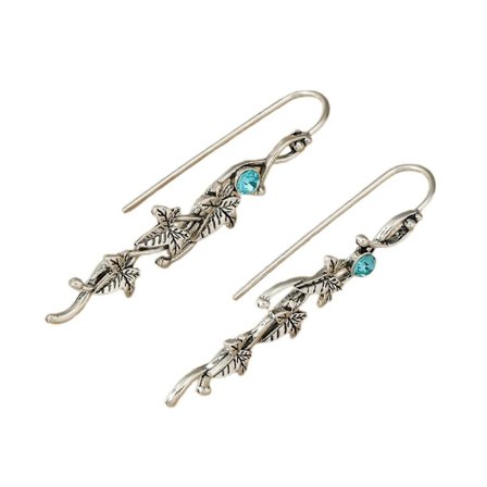 Bladvinøreringer med glitrende krystaller Hypoallergeniske planteinspirerte øredobber Håndlagde metalløresmykker Gave til kvinner