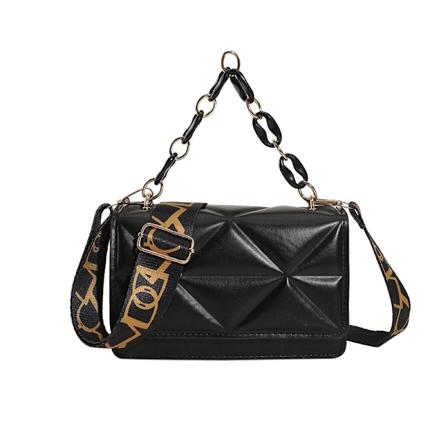 Afslappet taske til kvinder efterår 2023 ny trendy stilfuld god tekstur skulder lille firkantet taske enkel ins bred rem crossbody taske Black