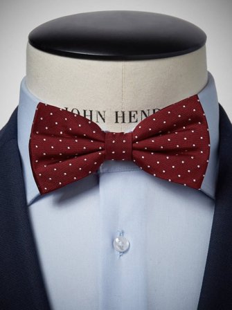 John Henric Men's Burgunderrote Gepunktete Fliege Size Pre-tied