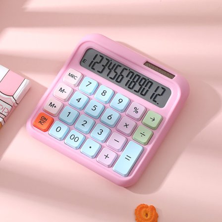 Skrivbordsräknare 12 Siffror Stor Och Lcd-Display Stor Knapp (Rosa)
