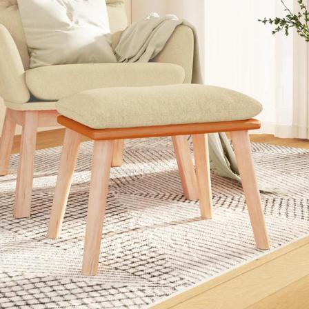 Vidaxl Fotpall Gräddvit 45x29,5x39 Cm Tyg Och Konstläder Kräm