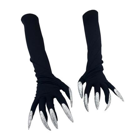 Djävulspöken Häxfingerhandskar Klä Upp Handskar Cosplay Party Horror Utsökta Rekvisita Silver