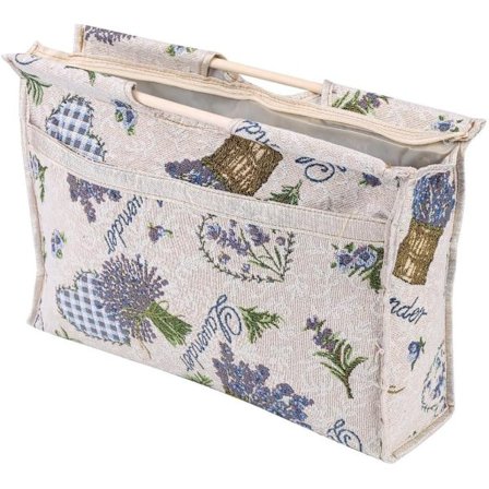 Tote Bag med Trähandtag, Tygförvaringsväska för Stickbehov