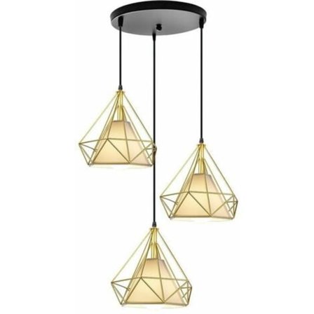 Modern Diamantbur Cage Hänglampa 25cm Justerbar Rep Industriell Järn Chandelier Armatur Matrum Bar