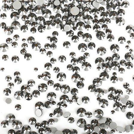 Platt bakre kristall strass runda ädelstenar för nagelkonst och hantverkslim fix, svart diamant