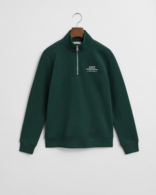 GANT - Tenåringsgenser med grafisk glidelås og halv glidelås tartan green