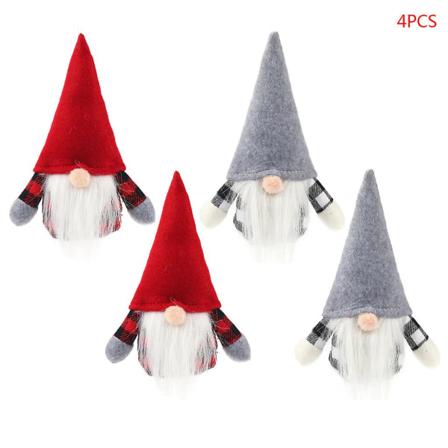 4 stk/sett Håndlagde Jule-Nissepynt Gnome Svensk Tomte for Dukke Lekepynt Høytidsgave