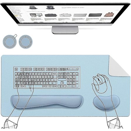 Håndledsstøtte med skrivebordsunderlag til tastatur og mus Ergonomisk skridsikker computer