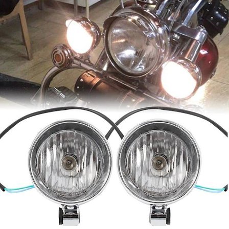 2 stk. Universal DC 12V 4 Motorcykel Kugleformet Forlygte Spot Tåge Lampe Krom Lampe Amber Lys til Harley til Honda til Yamaha