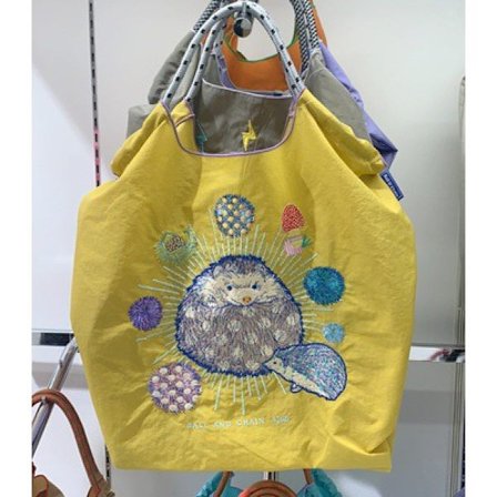 Embroidered shopping bag Handbag Oxford cloth bag Yellow hedgehog