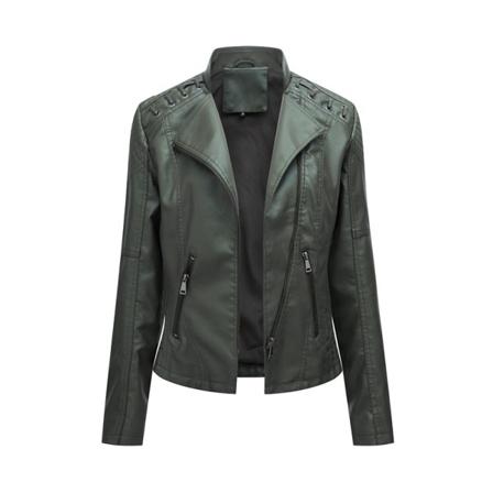 Damer Pu-läder Lapel Neck Blazers Långärmad Spetsjacka