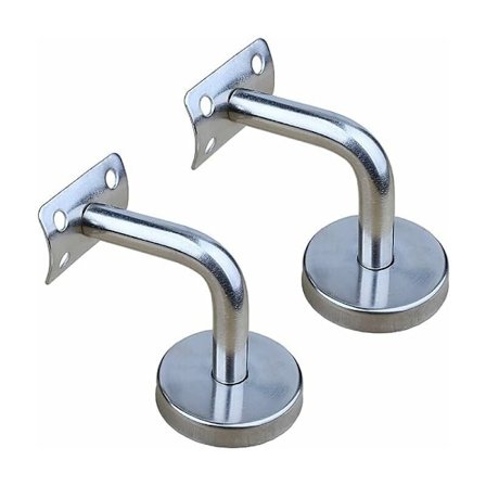 2 stk. polerede håndlister i rustfrit stål til vægmontering,