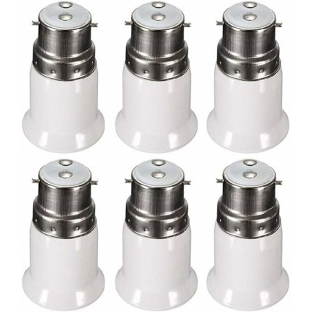 B22 til E27 Adapter Socket til LED-pære, AC 230V, Konverteringsadaptere til ændring fra B22 til E27, Bajonet-skruesockel, Sæt med 6