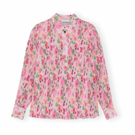 Ganni Georgette Blus Ljusrosa rosa, Dam Blusar, Dam, Storlek: L
