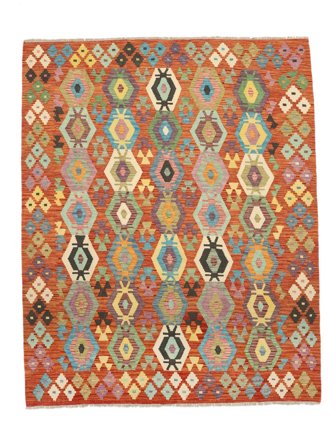 Handvävd Kelim Afghan Old Style Matta 214X253 Brun/Grön