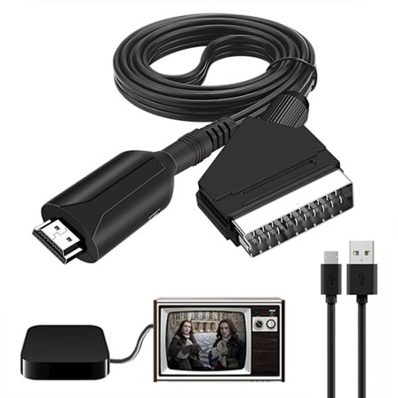 HDMI til SCART Konverter med Kabel 1080P 720P Video Audio Adapter til TV Skærm Projektor DVD Afspiller Spillekonsol