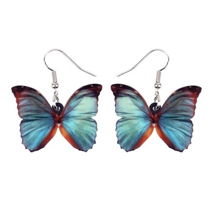 Örhängen Fjäril Blå/Brun Butterfly Oversize