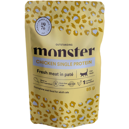 Monster Pet Food - Cat Pouches Adult Kylling 85 g x 8 stk - porsjonsposer - Katt - Kattefôr & kattemat - Våtfôr og våtmat - ZOO.no
