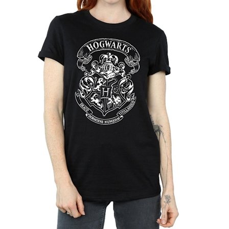 Harry Potter Dam/Damer Hogwarts Crest Bomull Boyfriend T-Sh