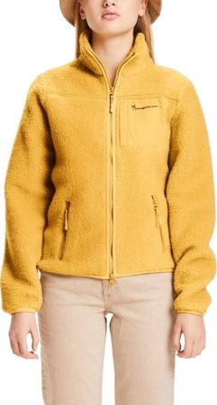 Knowledge Cotton Apparel Women's Betony Teddy High Neck Zip Jacket Women Mid layer tops Yellow L