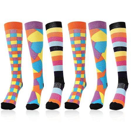 3 par stripete sokker knestrømper høye strømper dame kostyme tilbehør