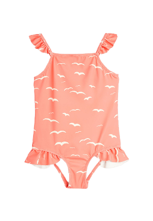 Mini Rodini Seagull frill swimsuit Baddräkter Dam Rosa 128/134
