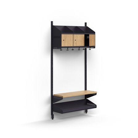 Garderobenschrank ENTRY, Grundmodul, wandhängend, 1800 x 900 x 300 mm, anthrazit/Eiche