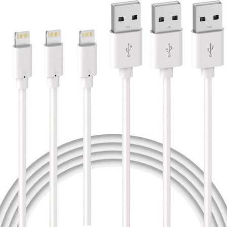 3-pack 2m iPhone Laddningskabel, USB till Lightning Kabel, iPhone Kabel Kompatibel med iPhone
